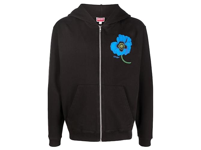 Kenzo Schwarzes 'Poppy'-Sweatshirt mit Reißverschluss Baumwolle  ref.630986