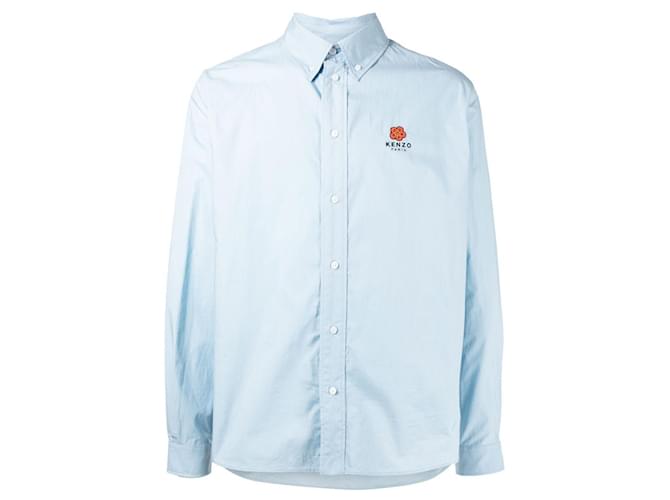 Kenzo Camicia blu casual con stemma 'Boke Flower' Cotone  ref.630994