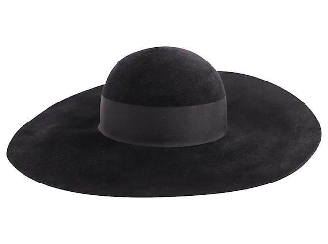Eugenia Kim Wide Brim Hat in Black Rabbit Hair Fur  ref.631001