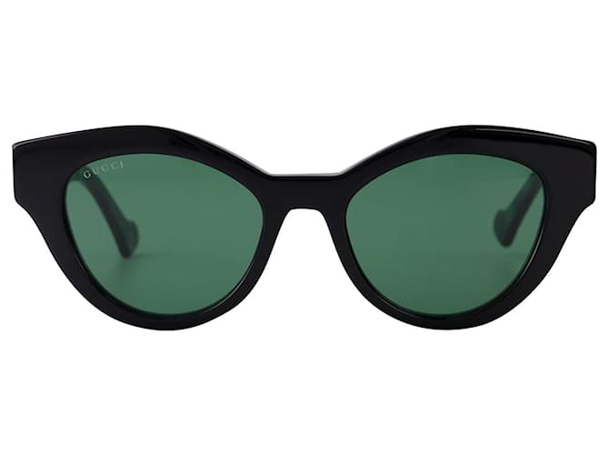 Gucci Gafas de Sol en Acetato Negro/Verde  ref.631002
