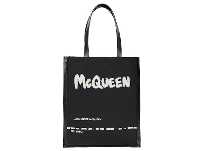 Alexander McQueen - Cabas noir en jacquard imprimé  ref.631042