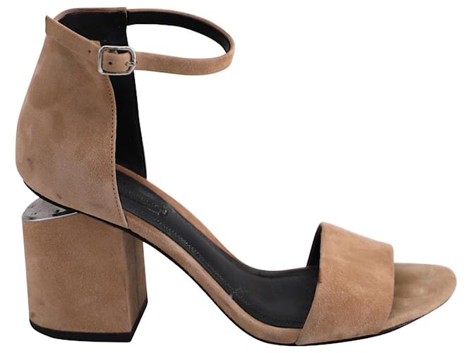 Alexander Wang Abby Block Heeled Sandals in Beige Suede ref.631064