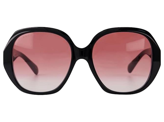 Gucci Sonnenbrille aus schwarzem/rotem Acetat  ref.631077