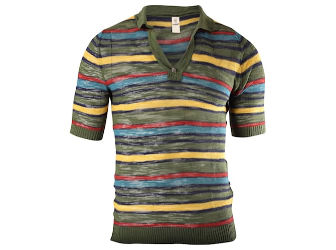 Jacquemus Slim Fit Striped Knitted Polo Shirt in Multicolor Cotton  Multiple colors  ref.631106