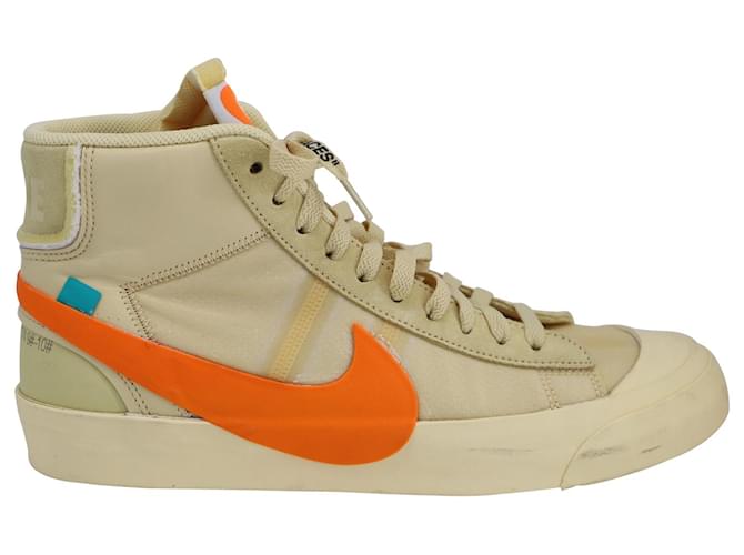 Nike x Off-White Blazer Mid "All Hallows Eve" Sneakers in Total Orange, Pale Vanilla-Black Leather Beige  ref.631131
