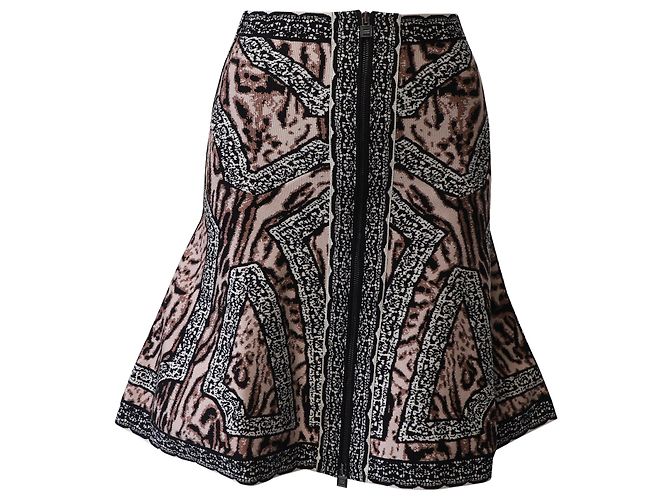 Herve Leger ausgestellter Rock aus mehrfarbigem Polyester Python drucken