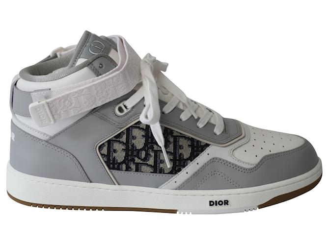 Dior B27 Sneaker mi-haute en cuir de veau gris Cuir Veau façon poulain  ref.631165
