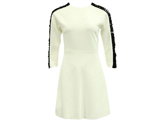 Sandro Paris Robe droite ornée de manches en polyester blanc