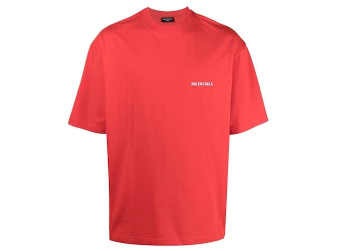 Balenciaga Regular Fit T-Shirt Rot Baumwolle  ref.631176