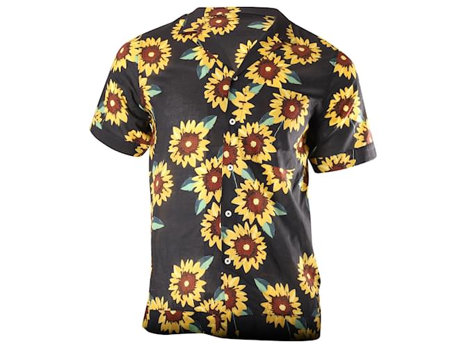 Jacquemus Le Gadjo Sunflower Print Bowling Shirt in Multicolor Cotton   ref.631179