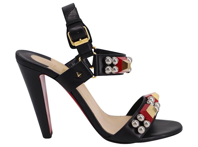 Christian Louboutin Pyrabubble Sandals in Black Leather  ref.631192