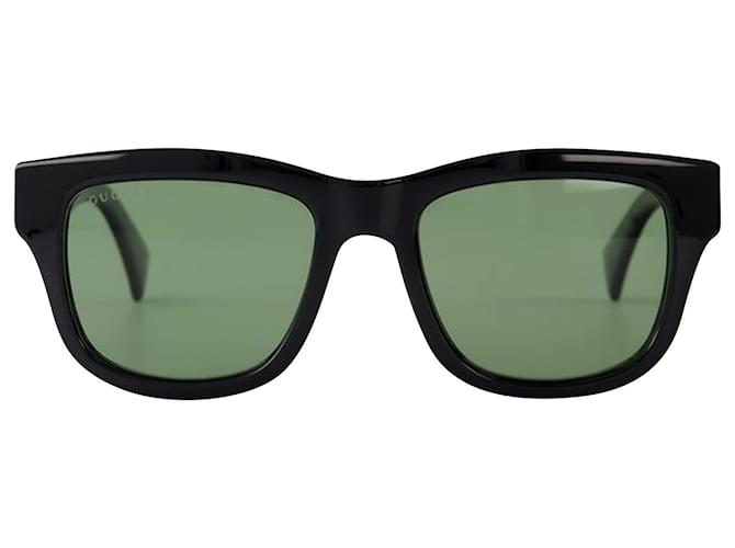 Gucci Gafas de sol Inyección Negro/Verde  ref.631219