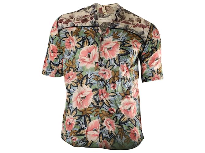 Camisa frontal Dries Van Noten com botão floral estampado em viscose multicolorida Fibra de celulose  ref.631239