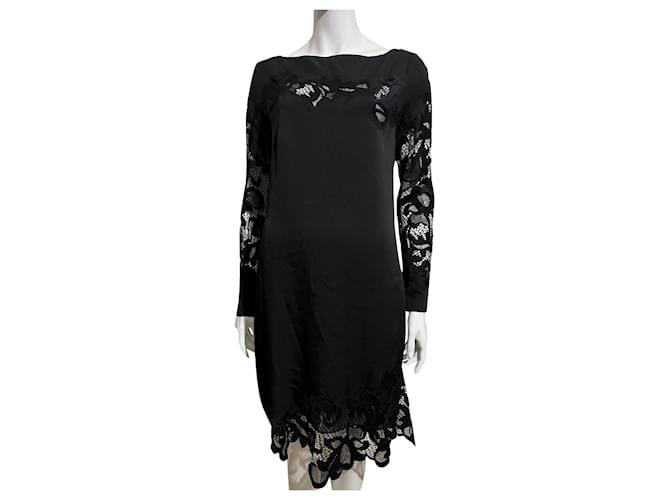 Diane Von Furstenberg DvF rare Ernestina silk and lace dress Black  ref.631491