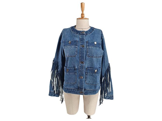 Maje Denim Jacket Blue Cotton Size 40