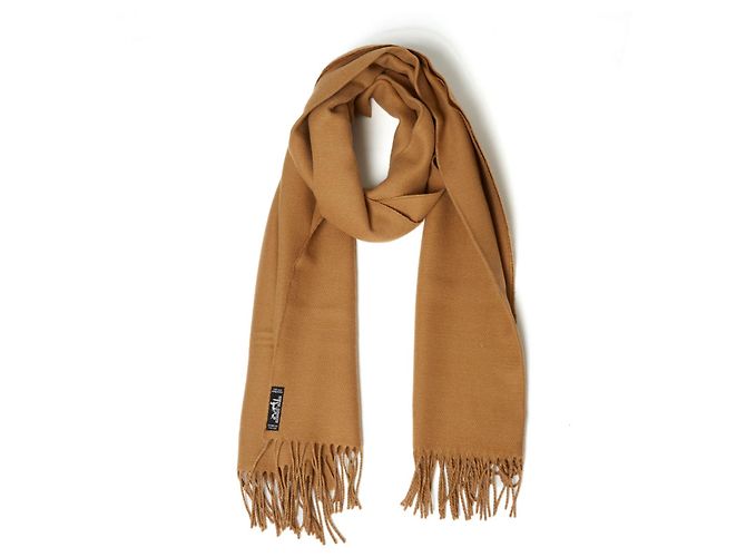 Hermès estola de lenço de seda de ouro camelo Caramelo
