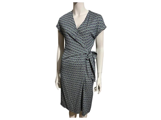 Diane Von Furstenberg Vestido cruzado de seda verde esmeralda Sascha de DvF Multicolor
