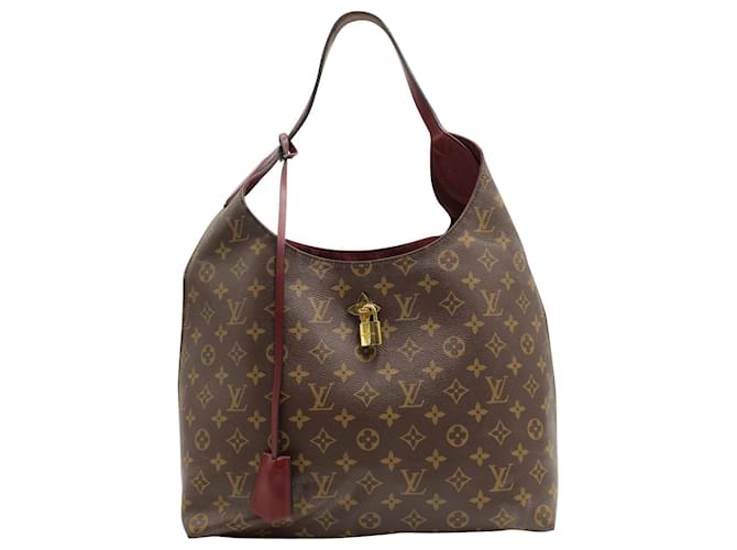 Louis Vuitton Monogram Hobo Flower Bag avec garniture en cuir bordeaux Toile Marron  ref.631595