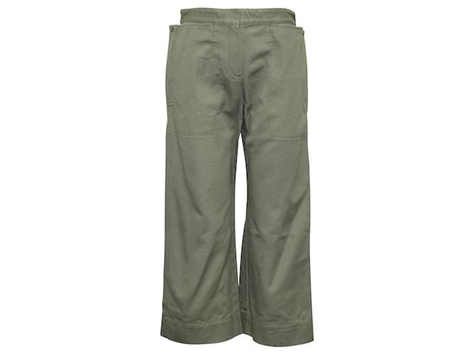 Jacquemus Pantaloni a gamba larga color cachi Verde Cotone  ref.631597