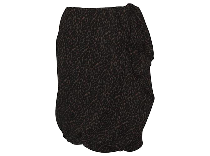 Lanvin Leopard Print Draped Skirt Polyester  ref.631648