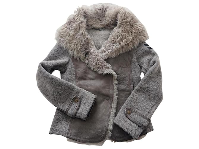 Autre Marque Sheepskin and gray wool jacket Grey  ref.631661