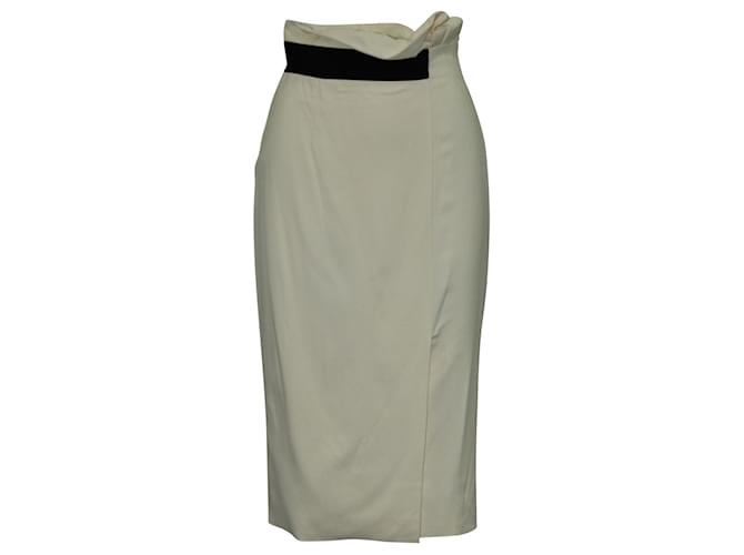 Karen Millen Ivory High Waisted Skirt White Cream Viscose Cellulose fibre  ref.631728