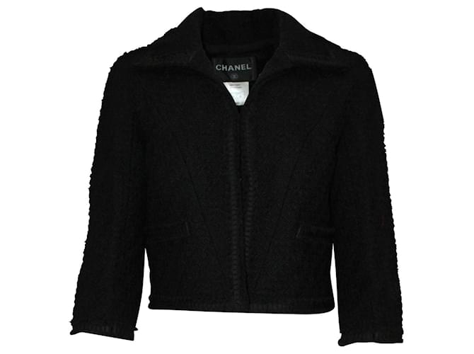 Timeless Chanel Classic Black Tweed Woolen Jacket/ Blazer  ref.631734