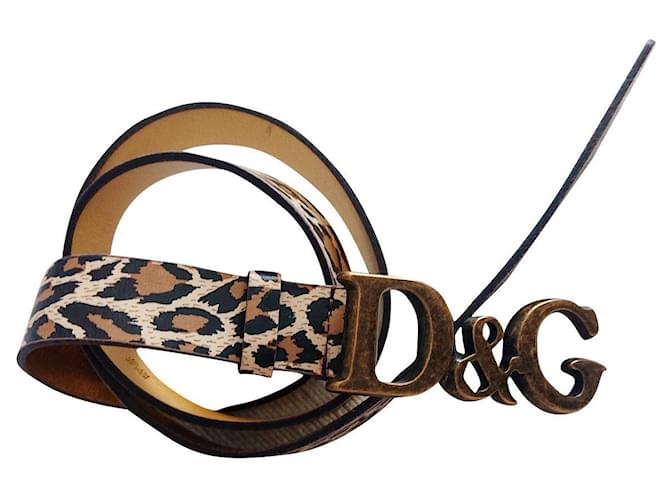 Cinturón Dolce & Gabbana Estampado de leopardo Cuero  ref.631747