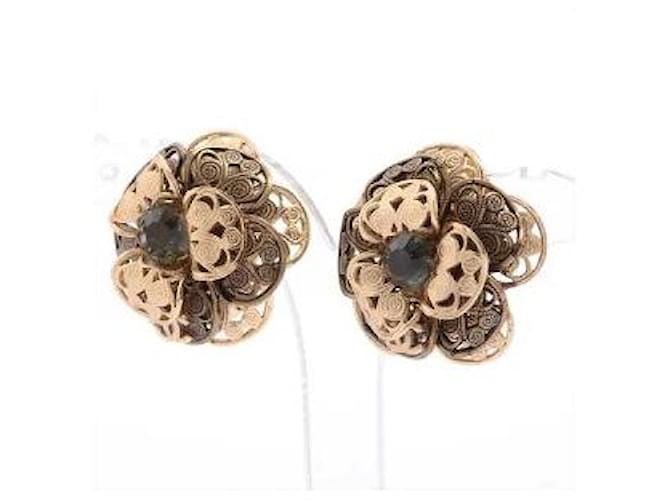 * CHANEL Camellia 01A Earrings (for both ears) GP Gold color stone Gold hardware Gold-plated  ref.631813