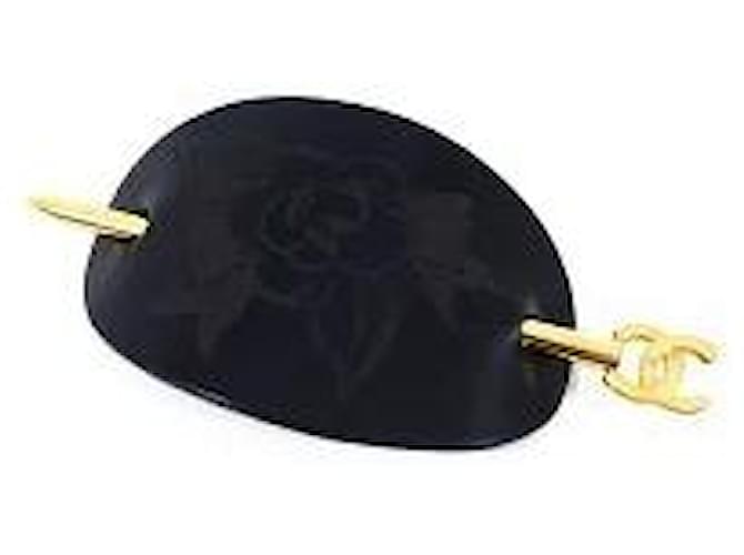 * Chanel CHANEL Kamelie Kanzashi Haarschmuck 98Eine Damen-Lederlegierung, schwarz, goldfarben, Cocomark Golden  ref.631818