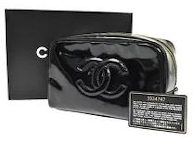 Chanel CHANEL cosmetic pouch bag makeup here mark black enamel ref.631876 -  Joli Closet
