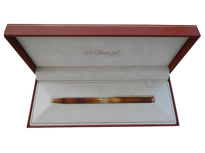 stylo st dupont a bille laque de chine avec sa boite Doré  ref.631911