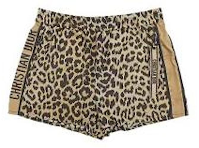 * [CHRISTIAN DIOR] Dior leopard shorts size 36 leopard print women's Brown Black Polyester  ref.631913