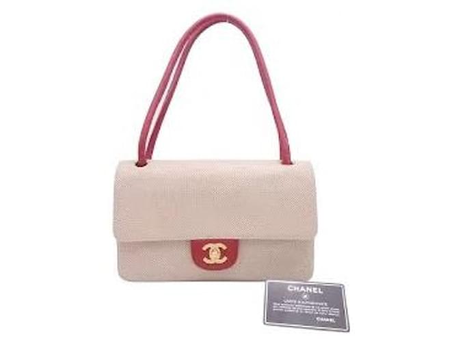 * Chanel CHANEL shoulder bag cocomark beige x red leather x gold metal fittings  ref.631946
