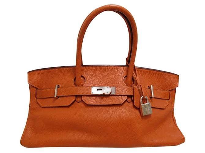 Hermès Birkin 40 Orange Tasche Leder  ref.631956