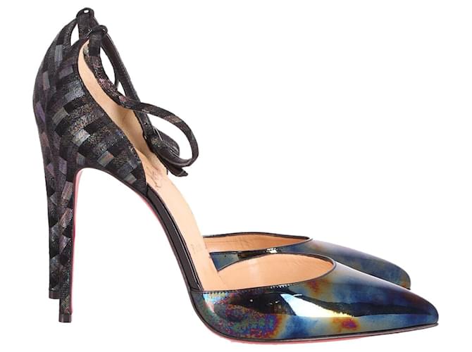 Christian Louboutin Uptown 100 Ankle Strap High Heels in Multicolor Patent Leather Multiple colors  ref.631971
