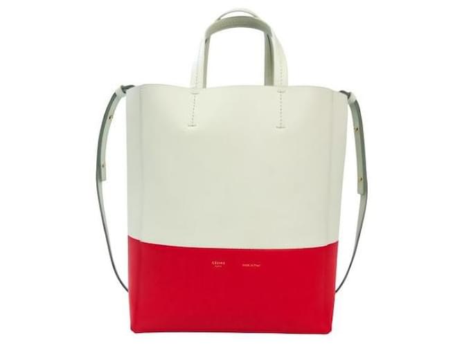 Céline Two-tone Cabas Tote Bag White Cream Leather  ref.632010