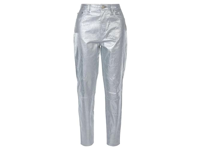 Rag & Bone Pantalones de cuero metalizados Plata  ref.632012