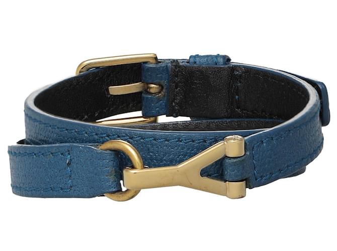 Yves Saint Laurent Blue Leather Wrap Bracelet  ref.632049