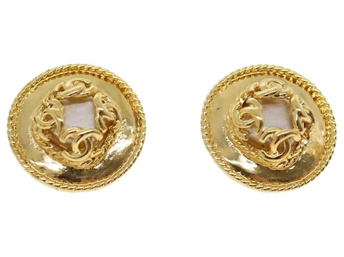 CHANEL COCO Mark Earring Gold CC Auth ar7354 Golden Metal  ref.632150
