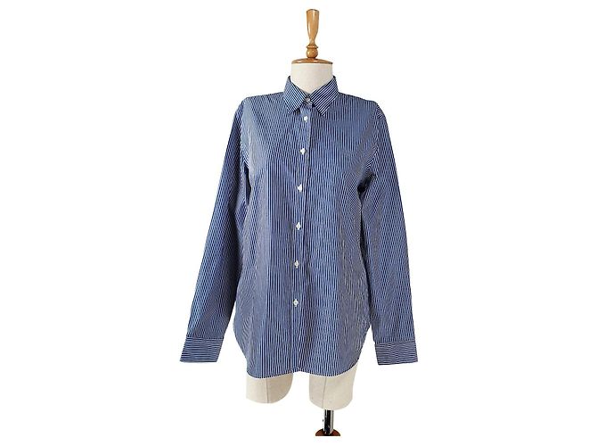 Ralph Lauren Gestreiftes Hemd Blau Weiß Baumwolle XL