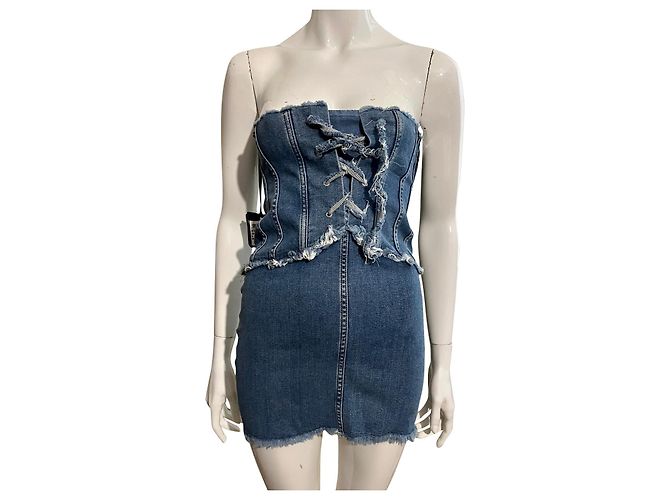 Liu.Jo Liu.vestido estilo corsé de denim elástico Jo Azul