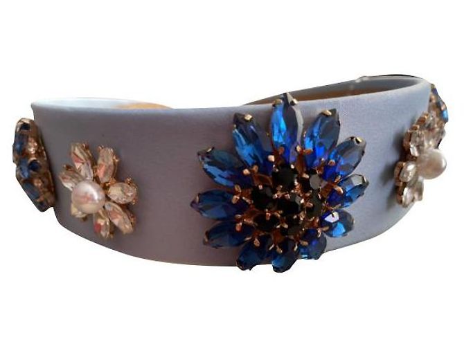 Autre Marque Accessorio per capelli Dolce & Gabbana in seta blu con cristalli