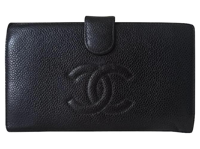 Chanel carteras Negro Cuero  ref.632289
