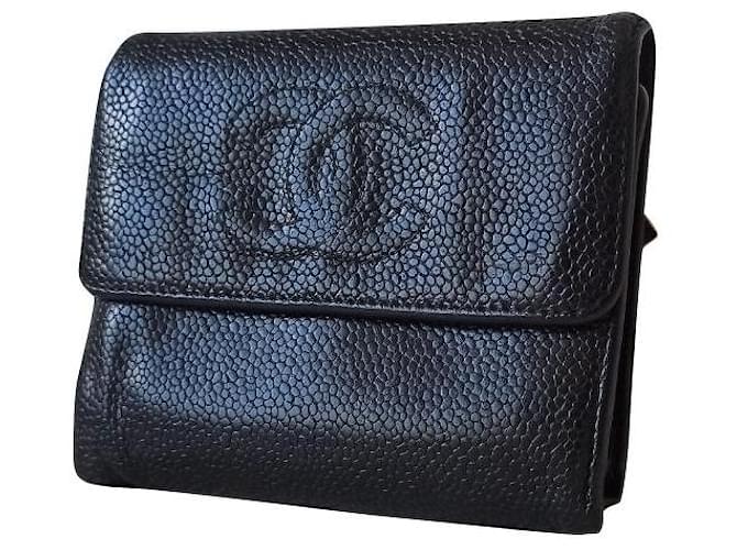 Chanel Wallets Black Leather  ref.632294
