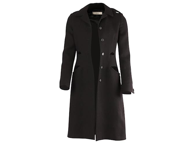 Prada Einreihiger Mantel aus schwarzer Wolle  ref.632328