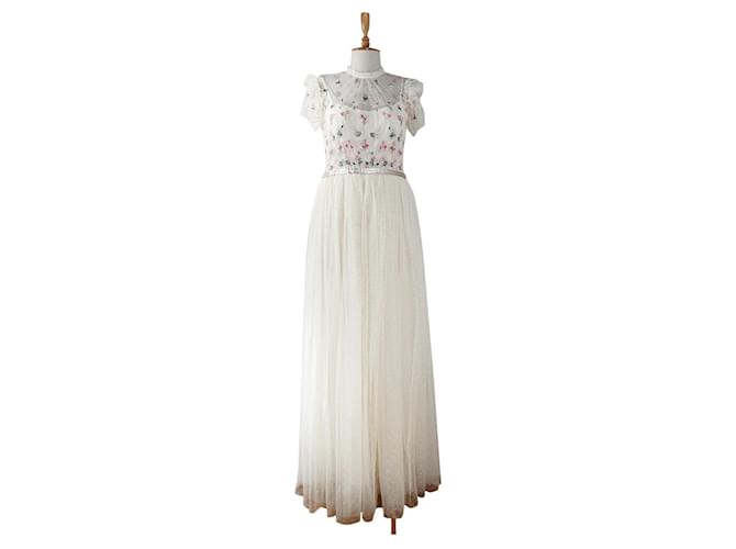 Needle & Thread Maxikleid Weiß Bunt Mehrfarben 
