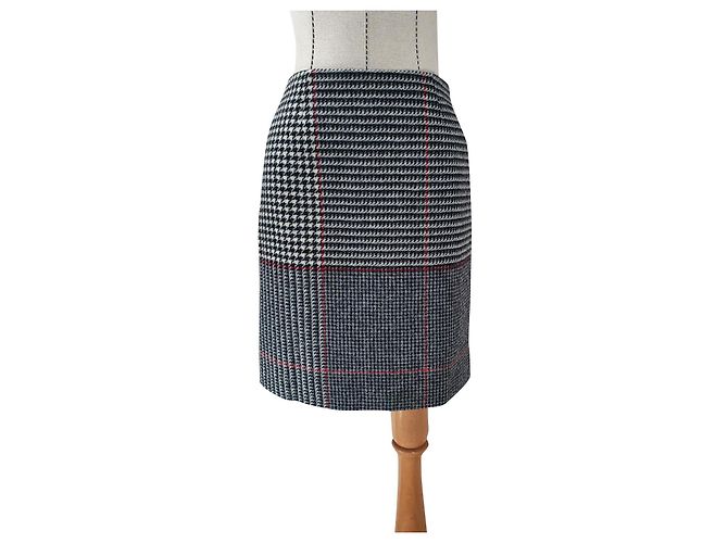 Saia midi de lã xadrez houndstooth Hobbs Multicor