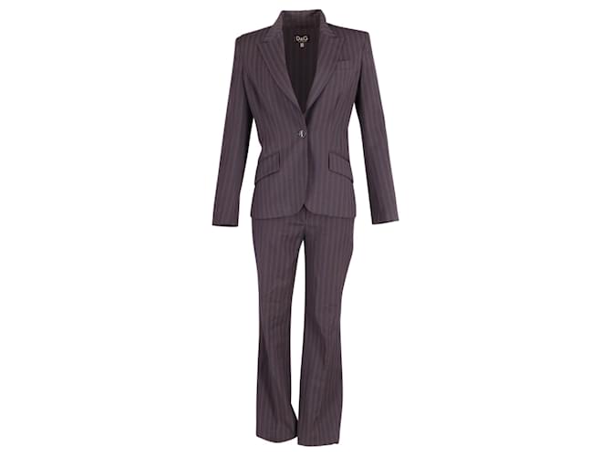 Conjunto de calça e blazer listrado com pinos Dolce & Gabbana em poliéster multicolorido Multicor  ref.632335