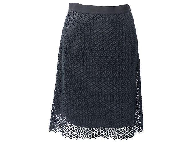 Falda Carolina Herrera de encaje en algodón negro